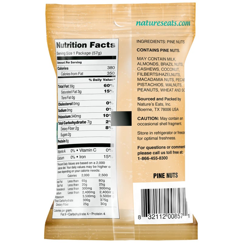 Nature's Eats Nature’s Eats Pine Nuts 2 oz - 100% Natural Whole Raw Pine Nuts - Unsalted Healthy Snack - Keto Vegan Gluten Free Pesto Ingredient - Fresh Non-GMO Kosher Certified Cooking & Baking Nuts - Image 2